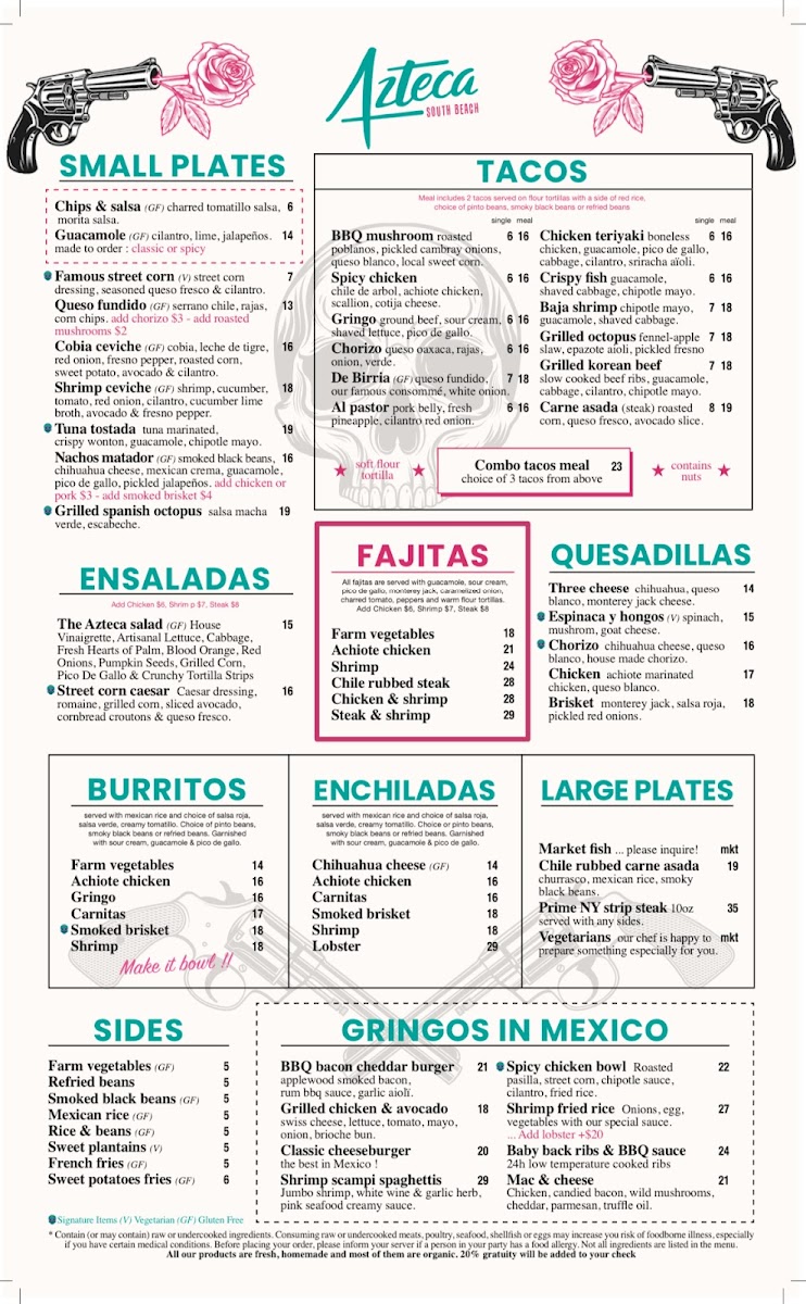 Azteca South Beach Menu - Image 2