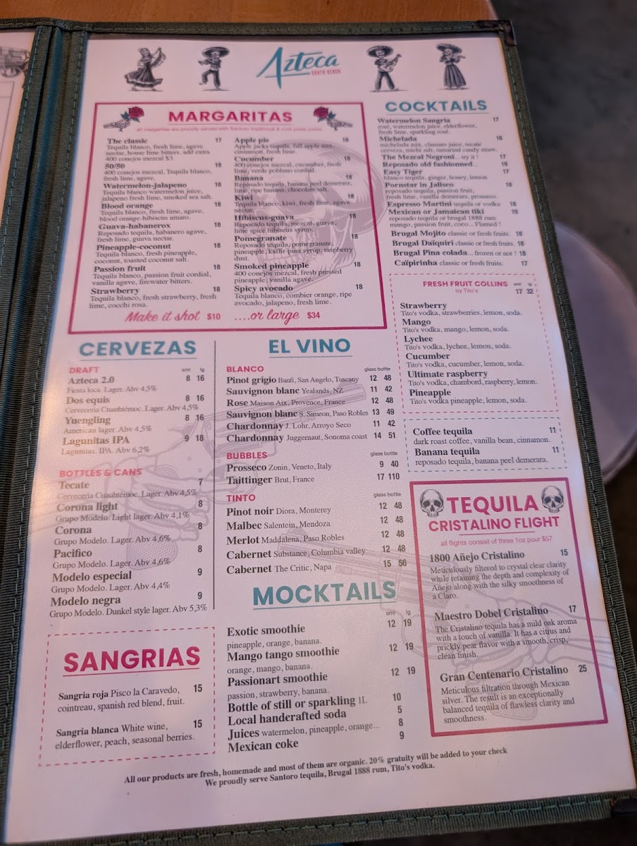Azteca South Beach Menu - Image 4